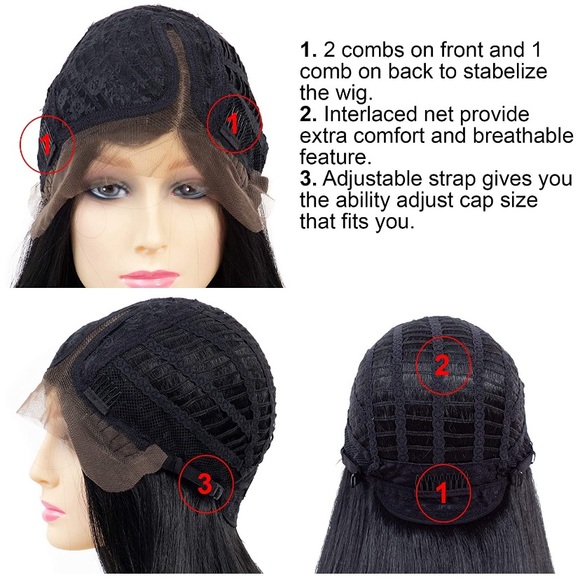 Black Hair Heat Resistant Straight Lace Front main image 6